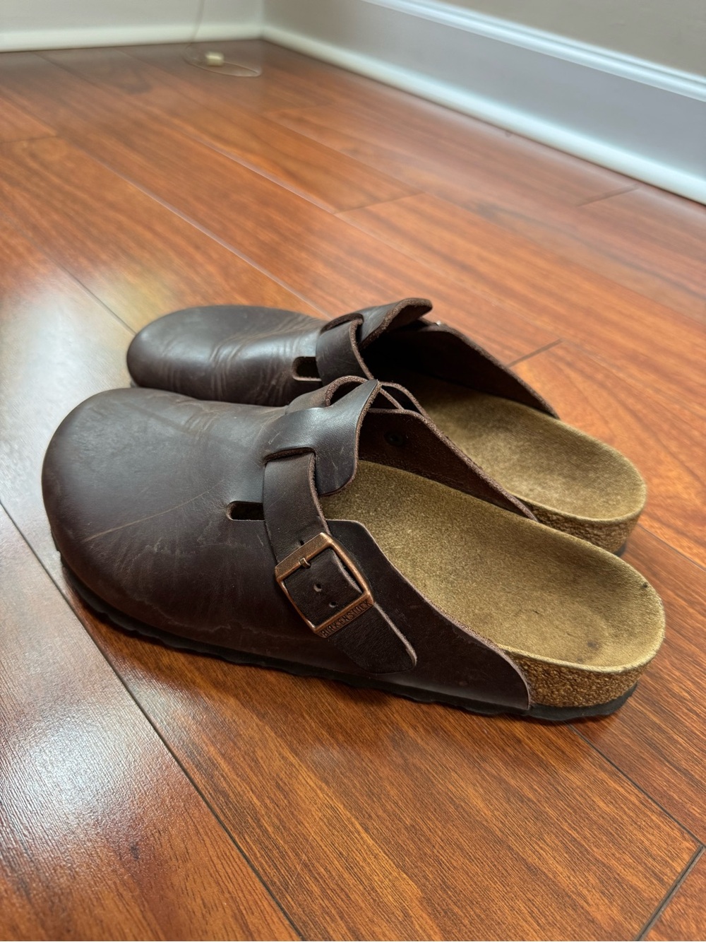 Birkenstock Boston clogs EU 39 US 8-8.5 Brown/Black Pre-Owned Cleaned